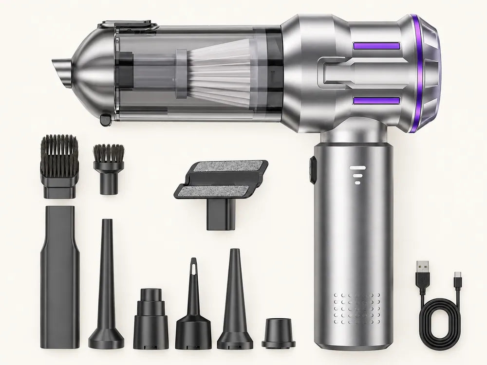 MARVA ST-6691 Plus cordless kit in Silver / Violet with all supplied accessories laid out