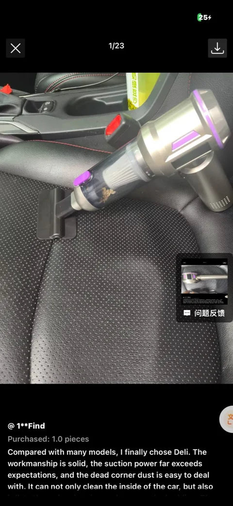 Customer photo of the silver and violet MARVA kit cleaning a car seat