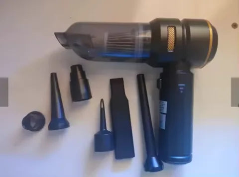 Customer photo of a black MARVA-style cordless kit with its nozzles laid out on a table
